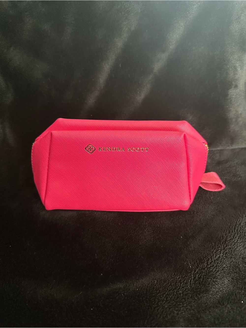 Kendra Scott Bright Pink Cosmetic Pouch with Gold Logo